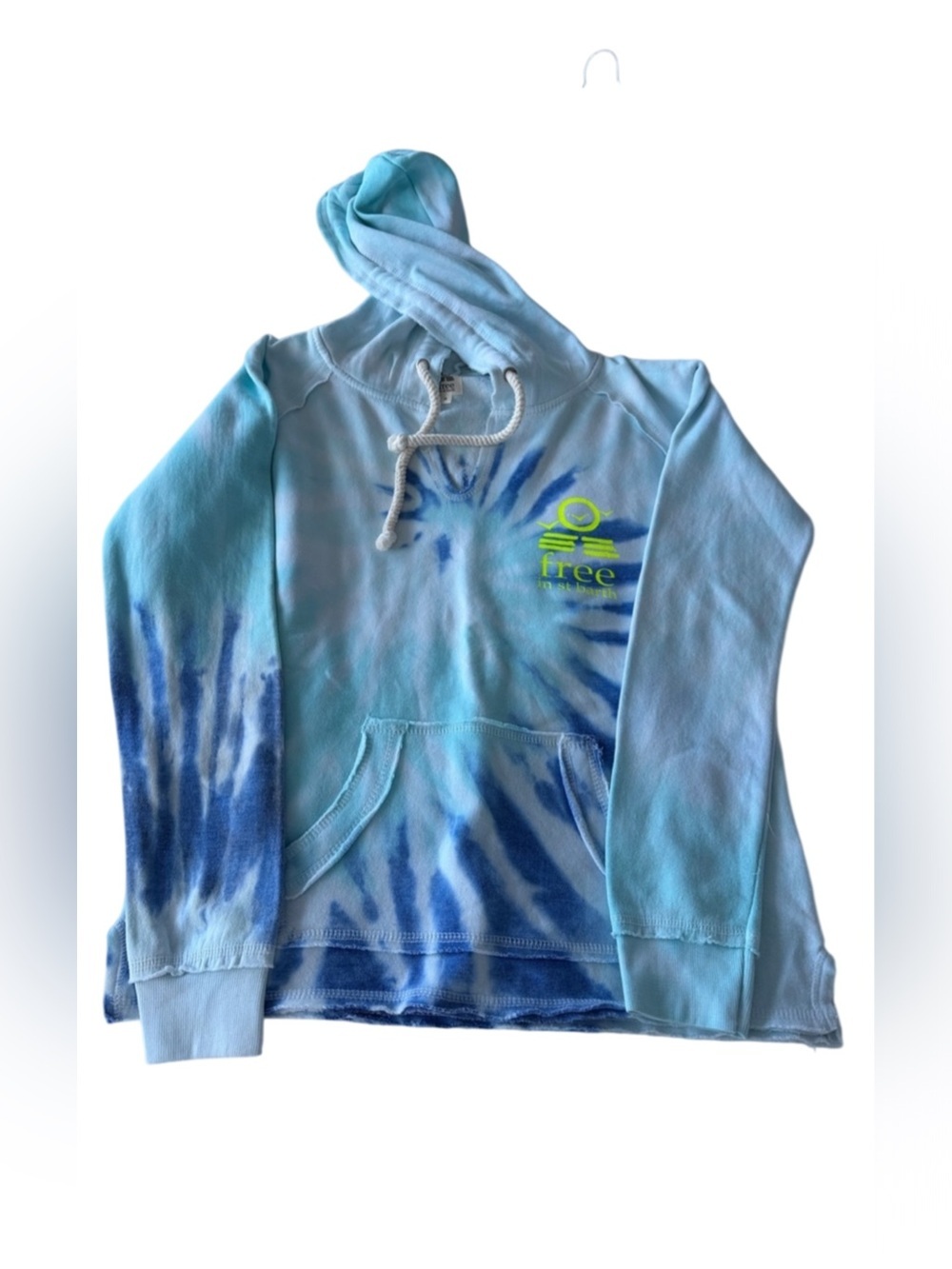 Free in St. Barth Light Blue Tie-Dye Hoodie Sweatshirt. NWT